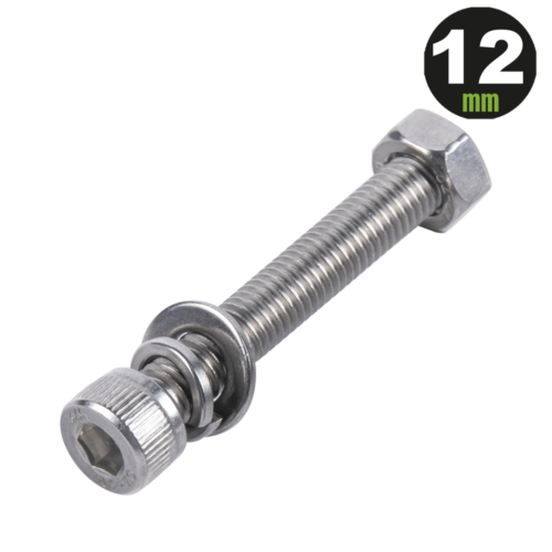 9505080124-l.png 1 Tornillo Allen Milimétrico de Acero Inoxidable M8-1.25 x 12/ Con 1 Tuerca, 1 Arandela de Presión y 1 Plana / Para Montajes de Módulos Foto Voltaicos .