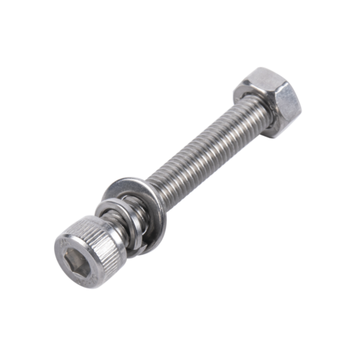 9505080254-l.png 1 Tornillo Allen Milimétrico de Acero Inoxidable M8-1.25 x 25 / 1 Pza. /Con 1 Tuerca, 1 Arandela de Presión y 1 Plana / Para Montajes de Módulos Foto Voltaicos .